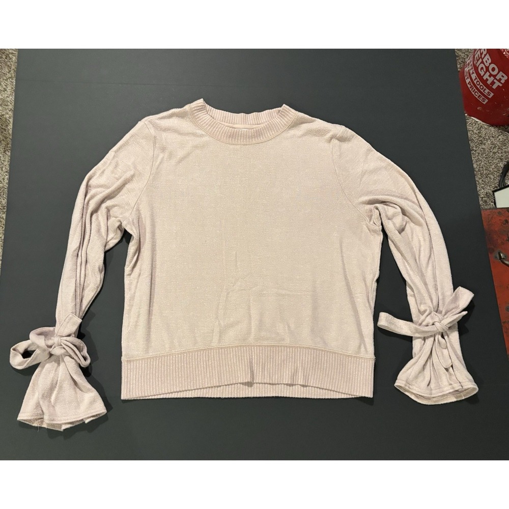 Abercrombie & Fitch Dusty Pink Tie-Sleeve Crewneck Sweater Regular Fit Small